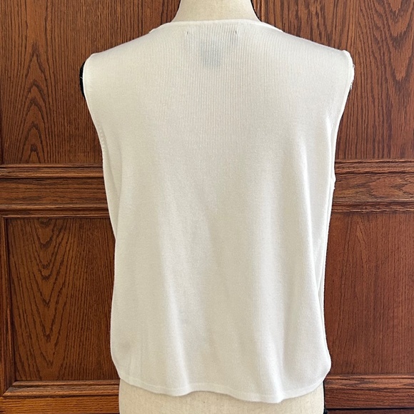 Preston & York Off-White Sleeveless Ribbed Knit Core/Shell Top Petite Medium - Picture 2 of 9